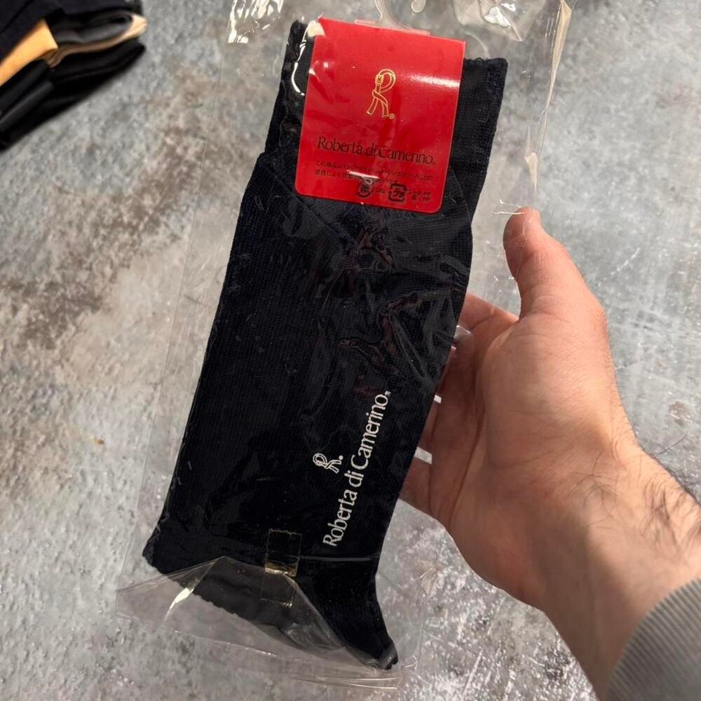 Vintage 90s Roberta Di Camerino Socks. Navy Blue Size 6-9